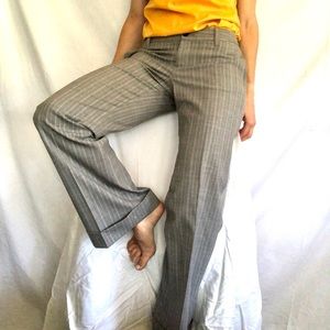 Gray and cream pinstripe lined trousers pants